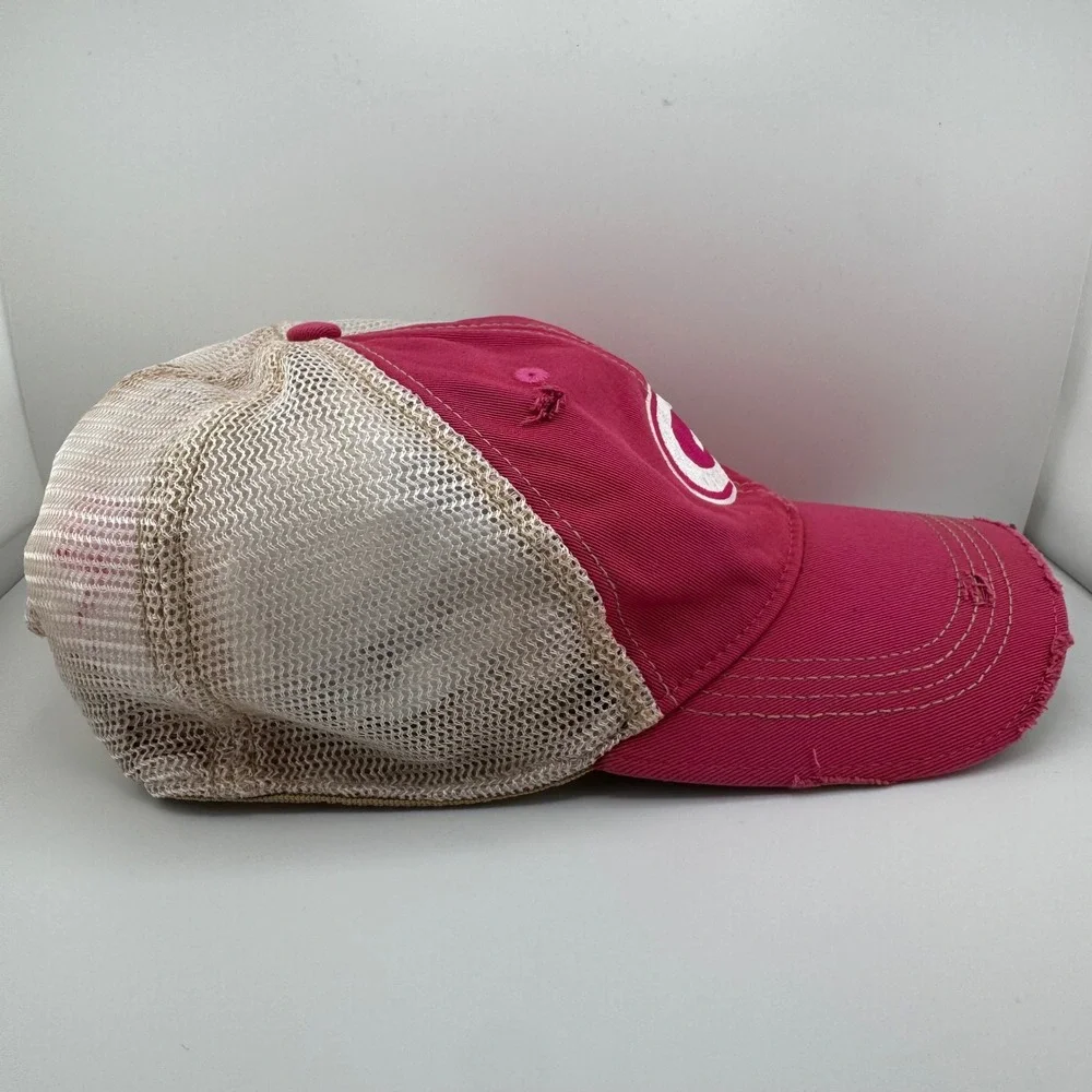 Headmost Trucker Hat Unisex OSFA Pink Distressed Georgia G Logo Snapback Cap